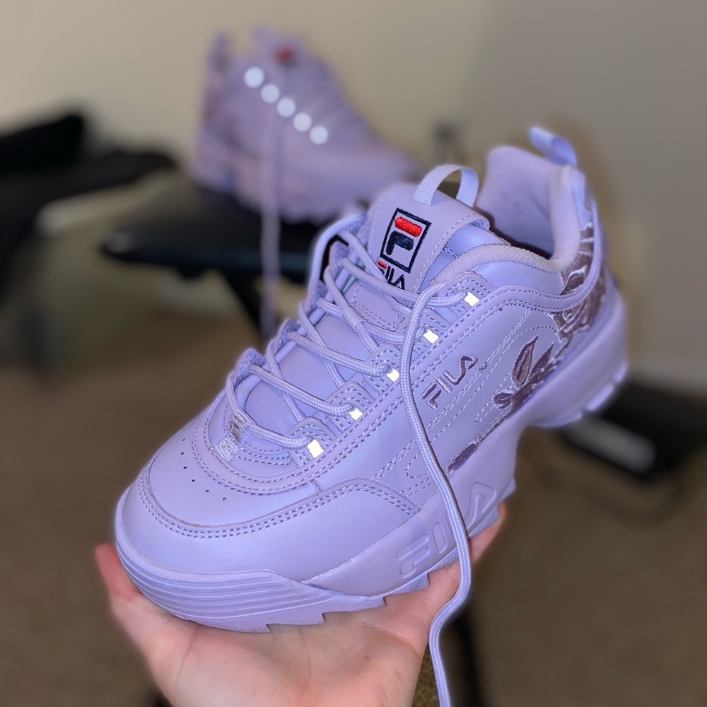 Lilac floral Fila Disruptors